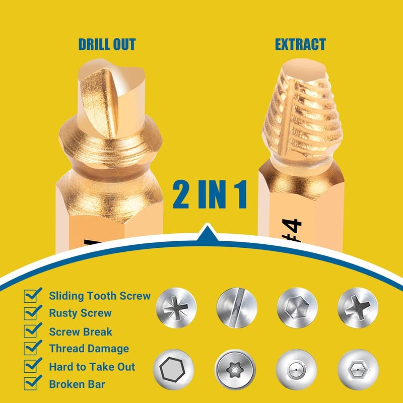 Cleverool Store Damaged Screw Extractor Set, 13Pcs Easy Out Bolt Extractor Set Drill Bit Tools for Removing Rusty Broken Hardware, Spiral Screw Extractor for Stripped Screws Nuts & Bolts - Image 2